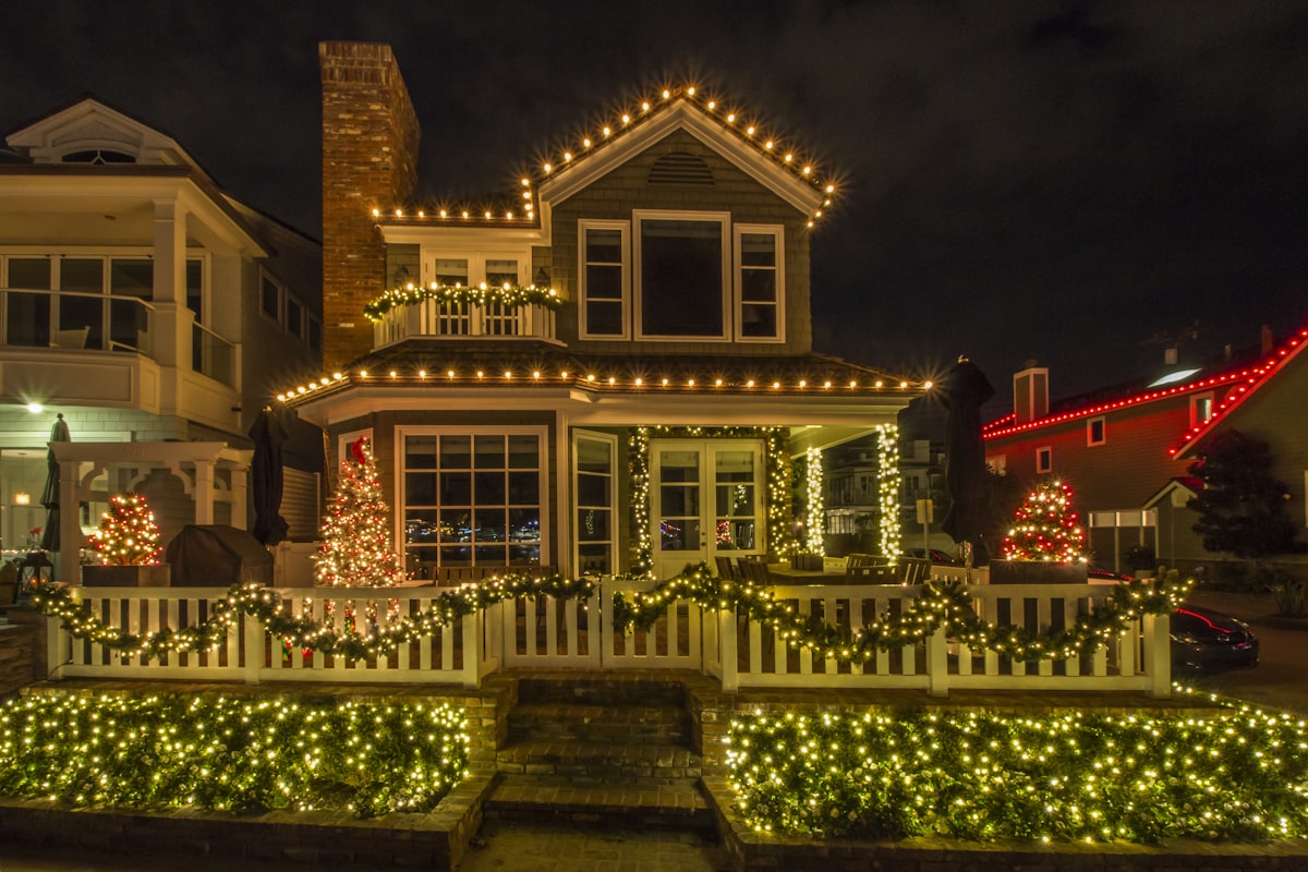 Holiday light house display